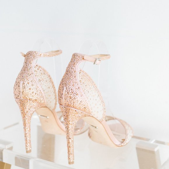 Badgley Mischka Rare Shiraz Blush Satin 7.5 Dress Sandal Stiletto Heels - Picture 13 of 16